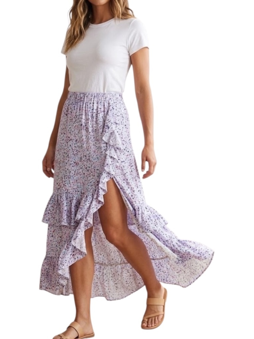 Wildfox 'Wild Side' Asymmetrical Ruffle Midi Skirt, Small, Like New